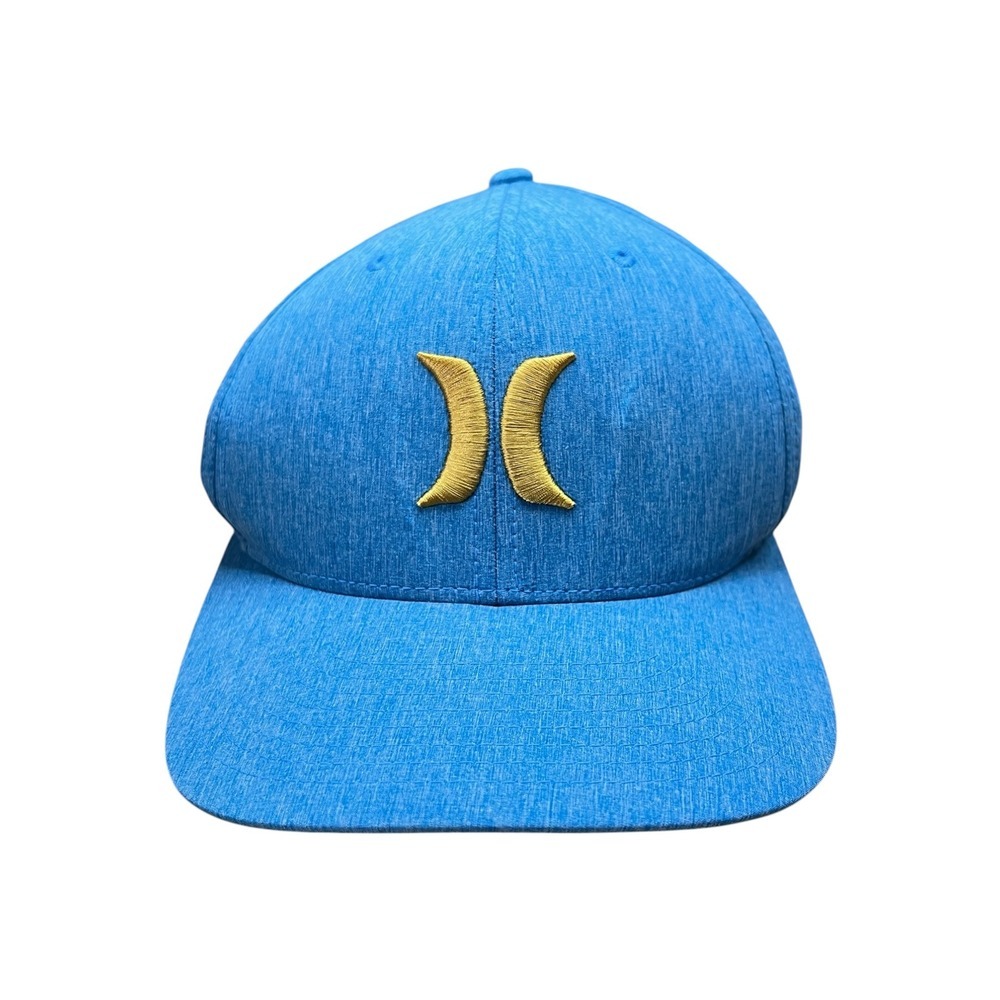 Hurley Phantom Men's Nike Dri-FIT Flexfit Hat Blue Gold Logo Cap S-M